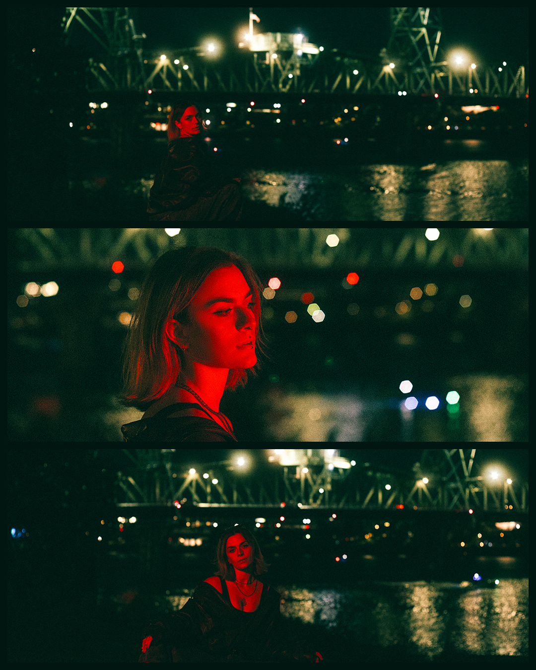 Cinematic Night Portraits in Portland: Red Light, Neon, and Double Exposures — photograph 11 of 20